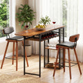 Artiss 3PCS Bar Table and Stools Set Dining Table Solid Wood Kitchen Chairs Cafe Pub