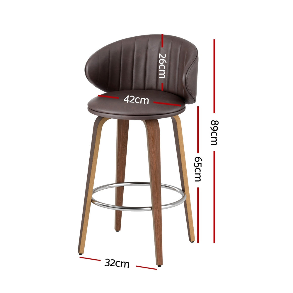 2 X Artiss Bar Leather - Wood Stool