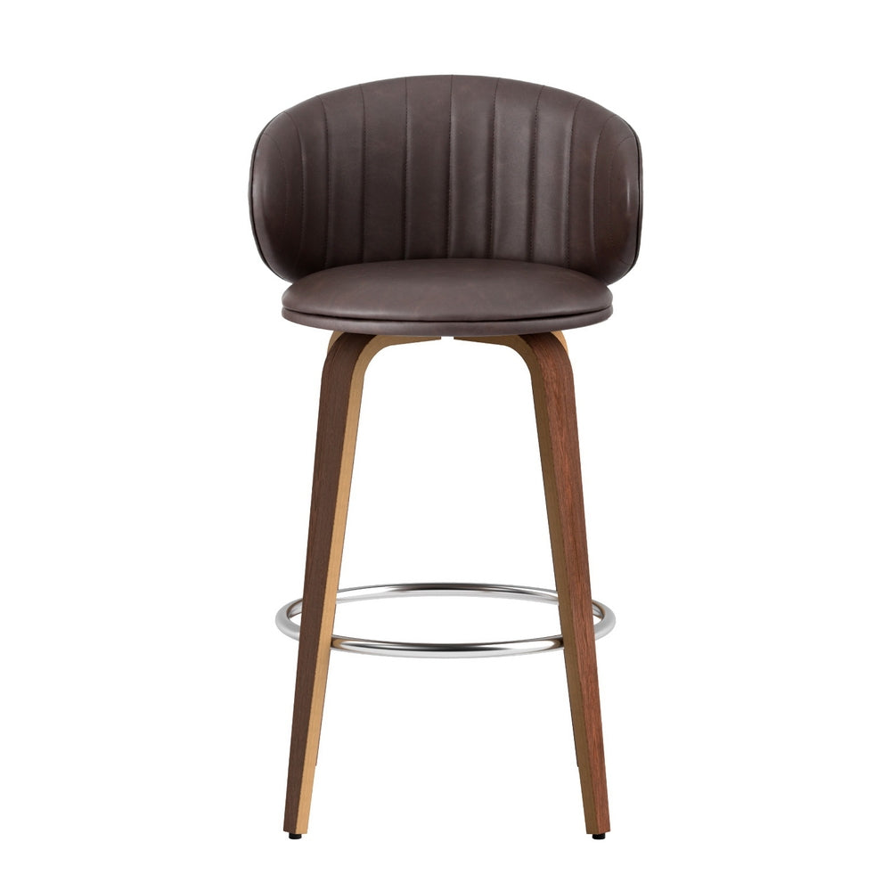 2 X Artiss Bar Leather - Wood Stool