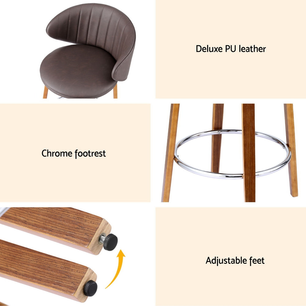 4 X Artiss Bar Leather Wood Stool