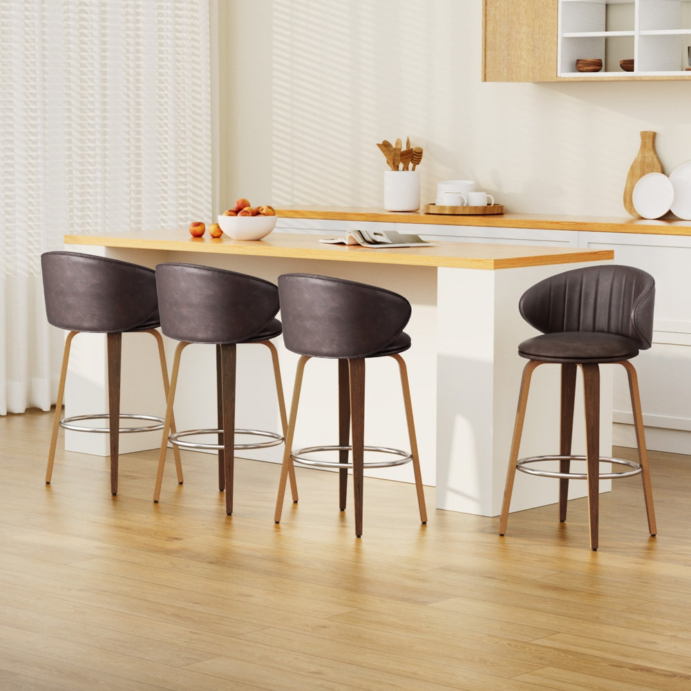 4 X Artiss Bar Leather Wood Stool