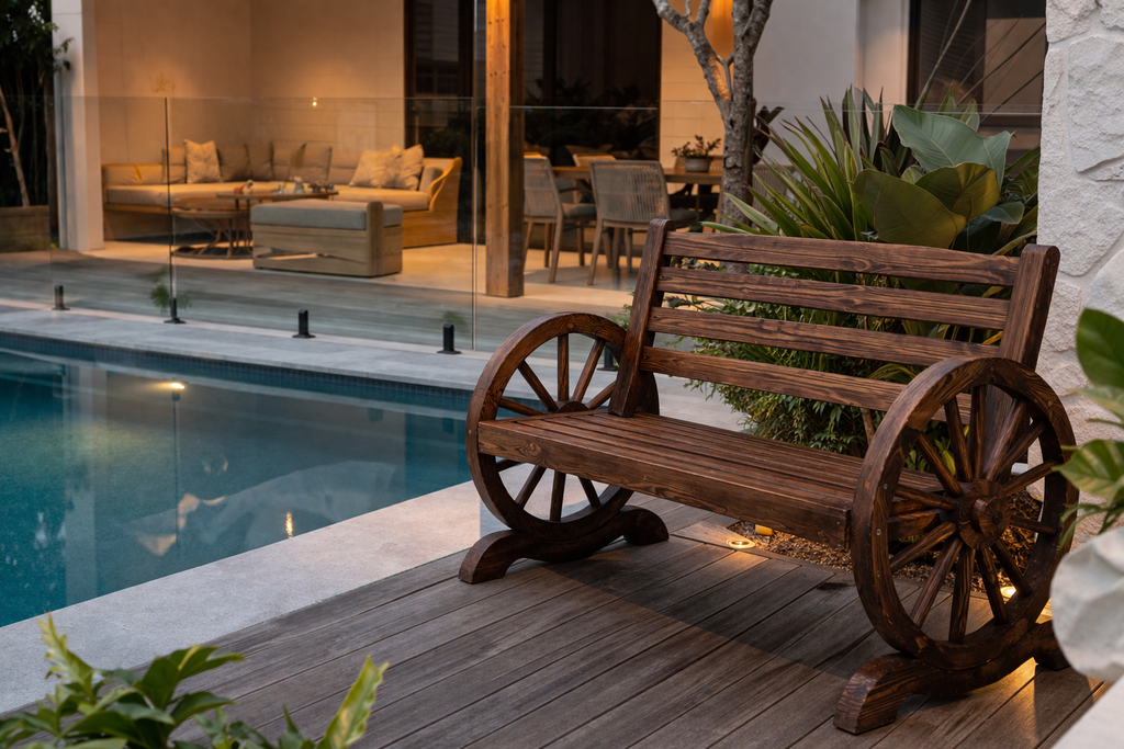 Wooden Wagon Bench - 2 Seater