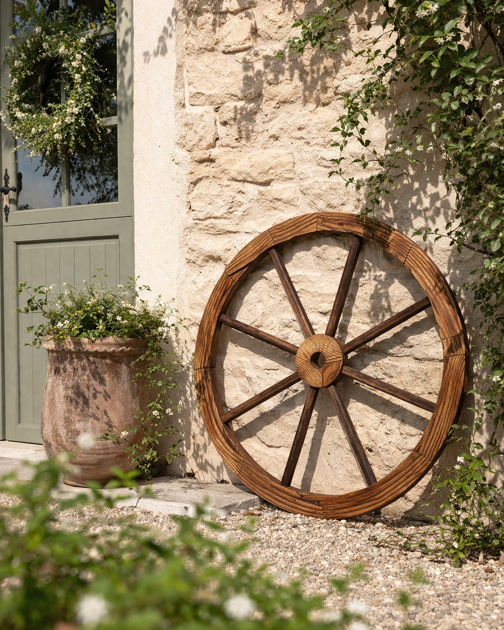 Wooden Wagon Wheel - Garden Decor - 60CM