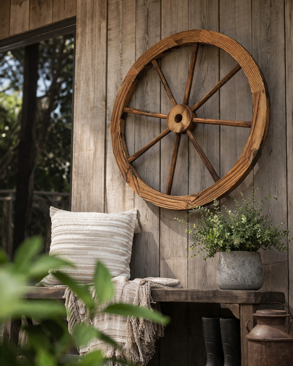 Wooden Wagon Wheel - Garden Decor - 60CM
