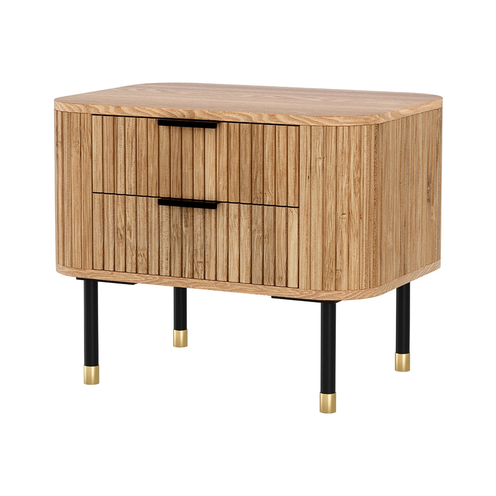 Bedside Table - 2 Drawers - Paulownia Wood