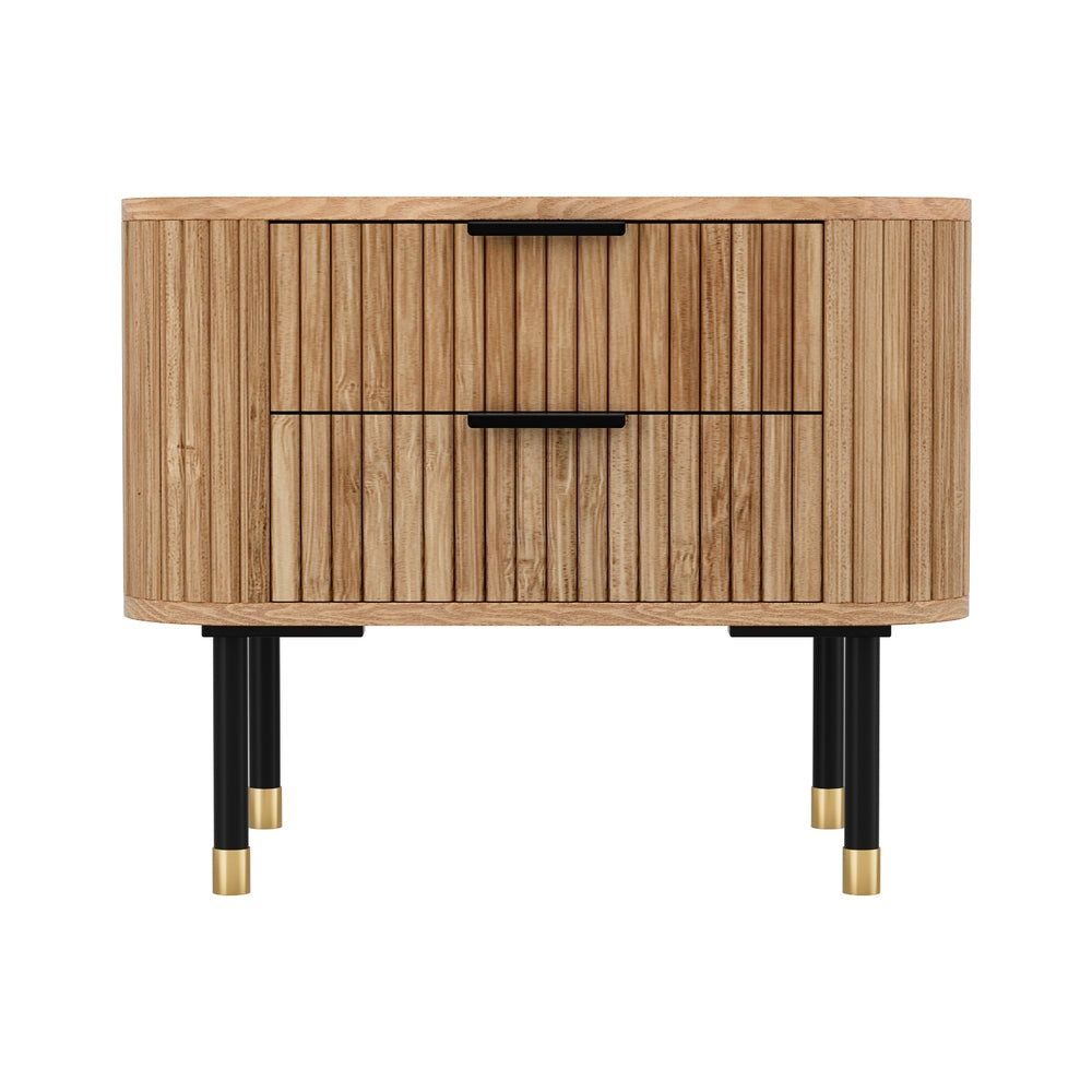 Bedside Table - 2 Drawers - Paulownia Wood