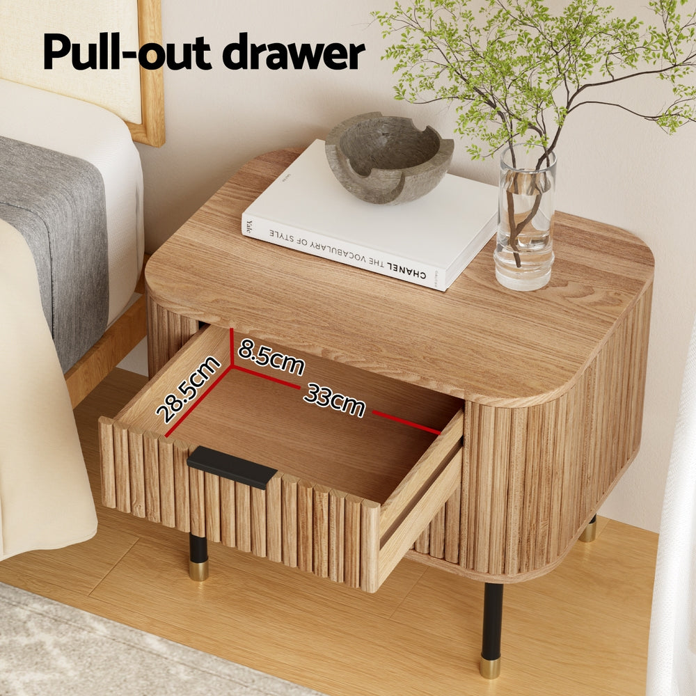 Bedside Table - 2 Drawers - Paulownia Wood