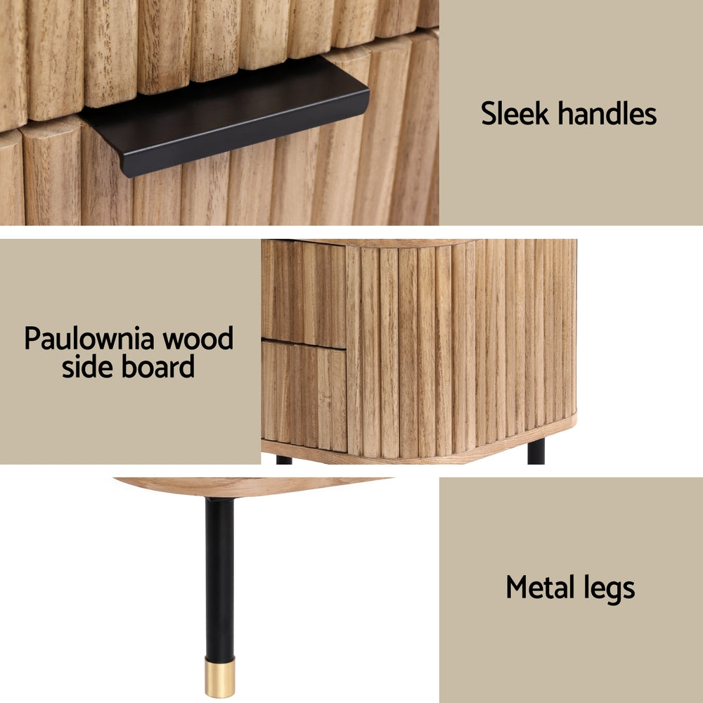 Bedside Table - 2 Drawers - Paulownia Wood