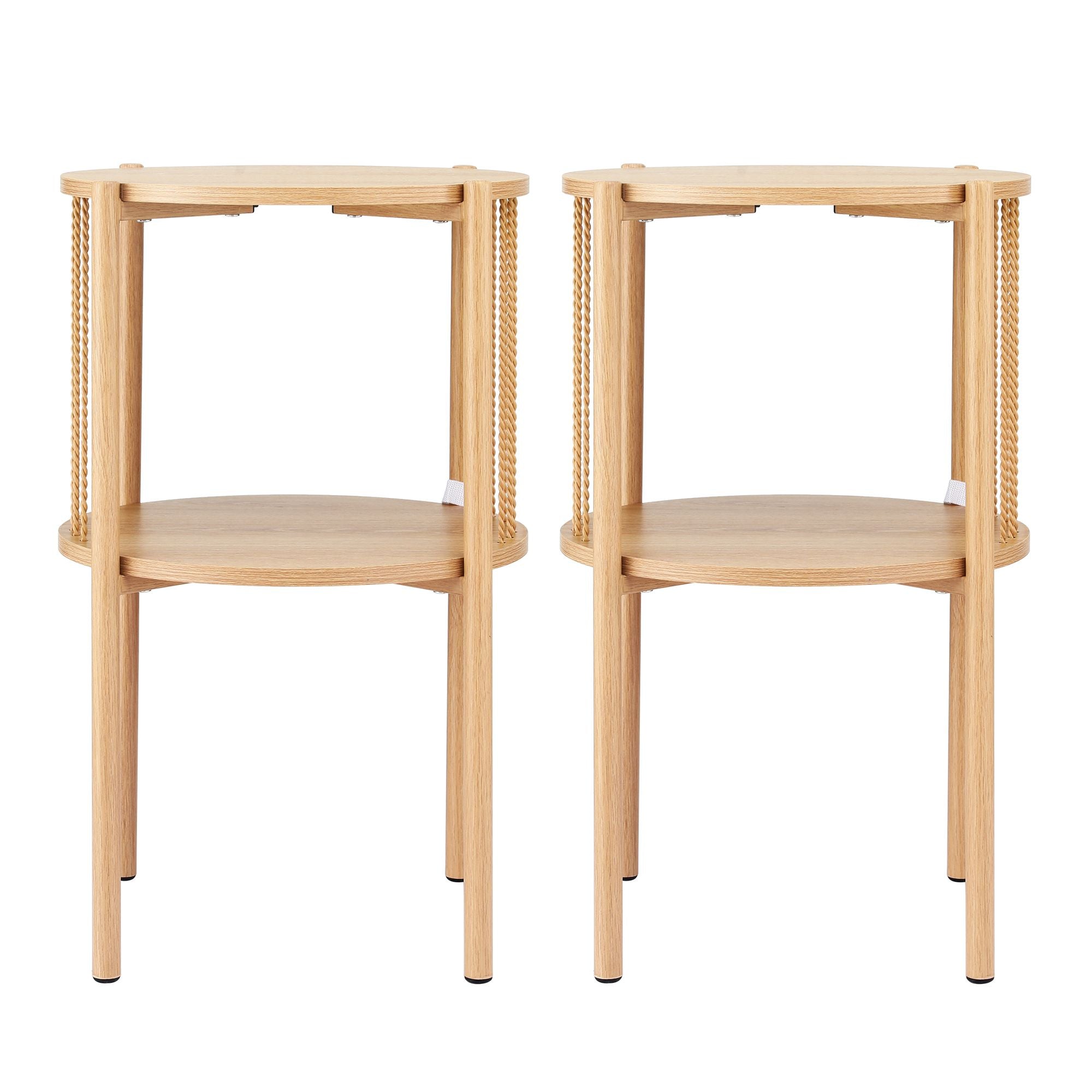 Set of 2 Side Tables - Round Wood