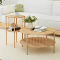 Set of 2 Side Tables & Coffee Table - Round Wood