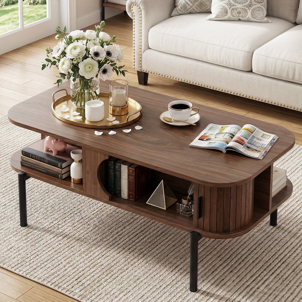 Rounded Edge Coffee Table  - Walnut