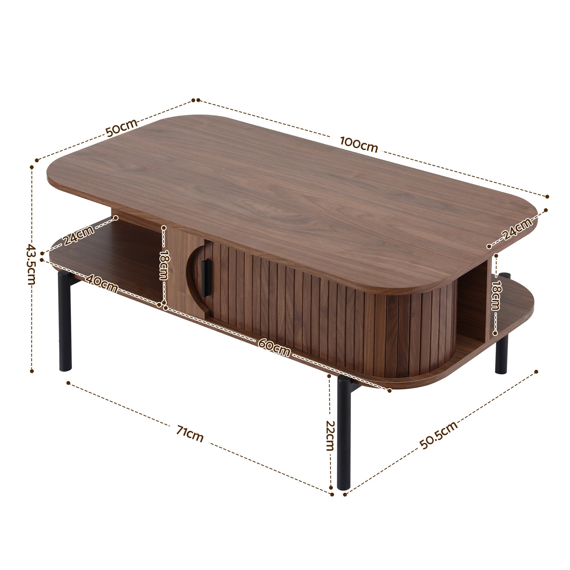 Rounded Edge Coffee Table  - Walnut