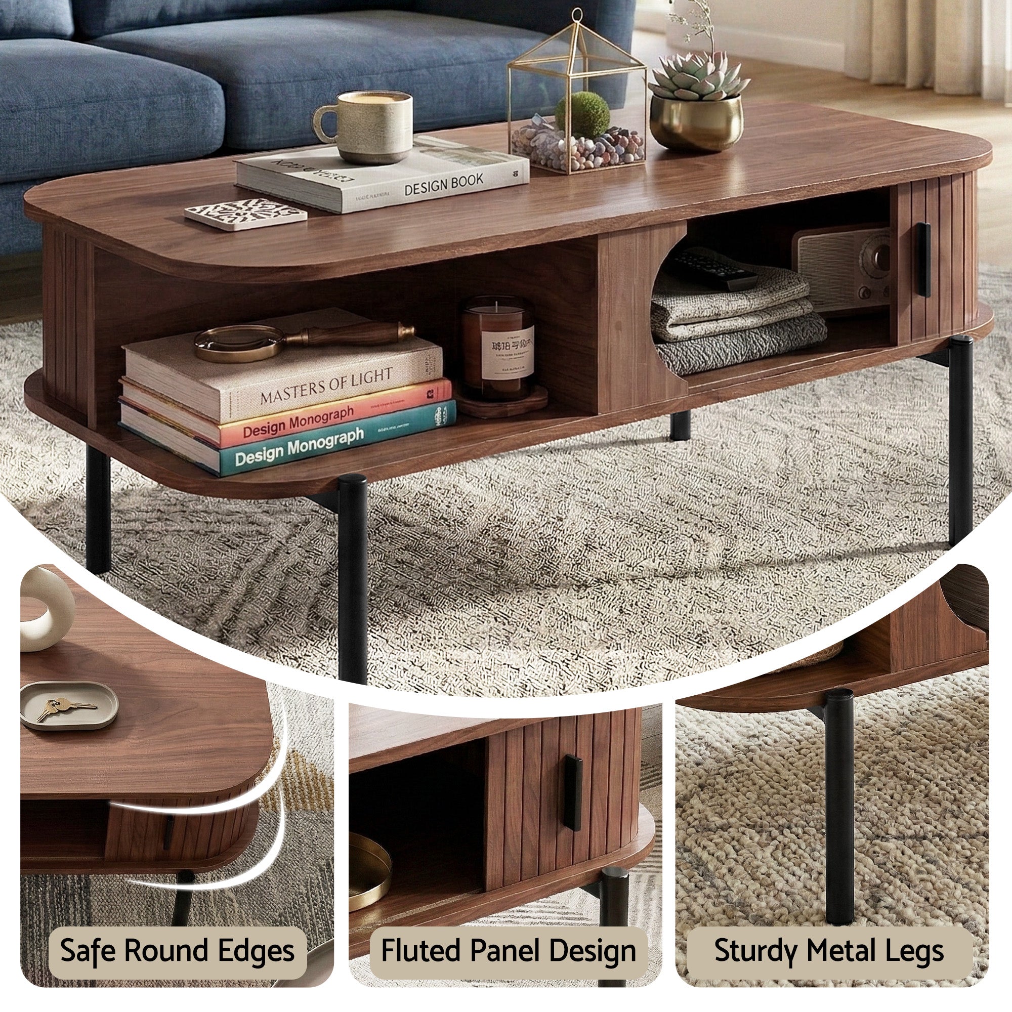 Rounded Edge Coffee Table  - Walnut