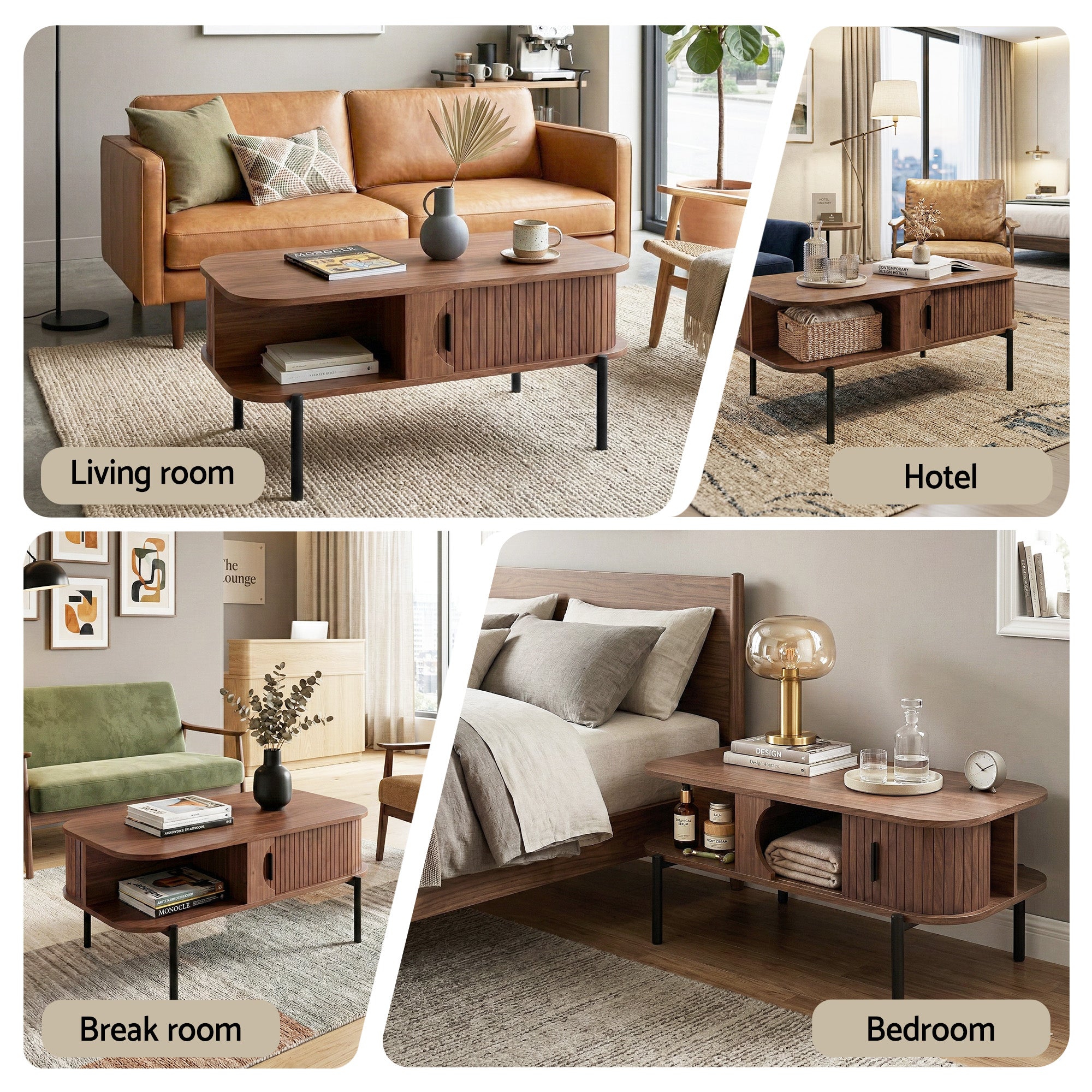 Rounded Edge Coffee Table  - Walnut