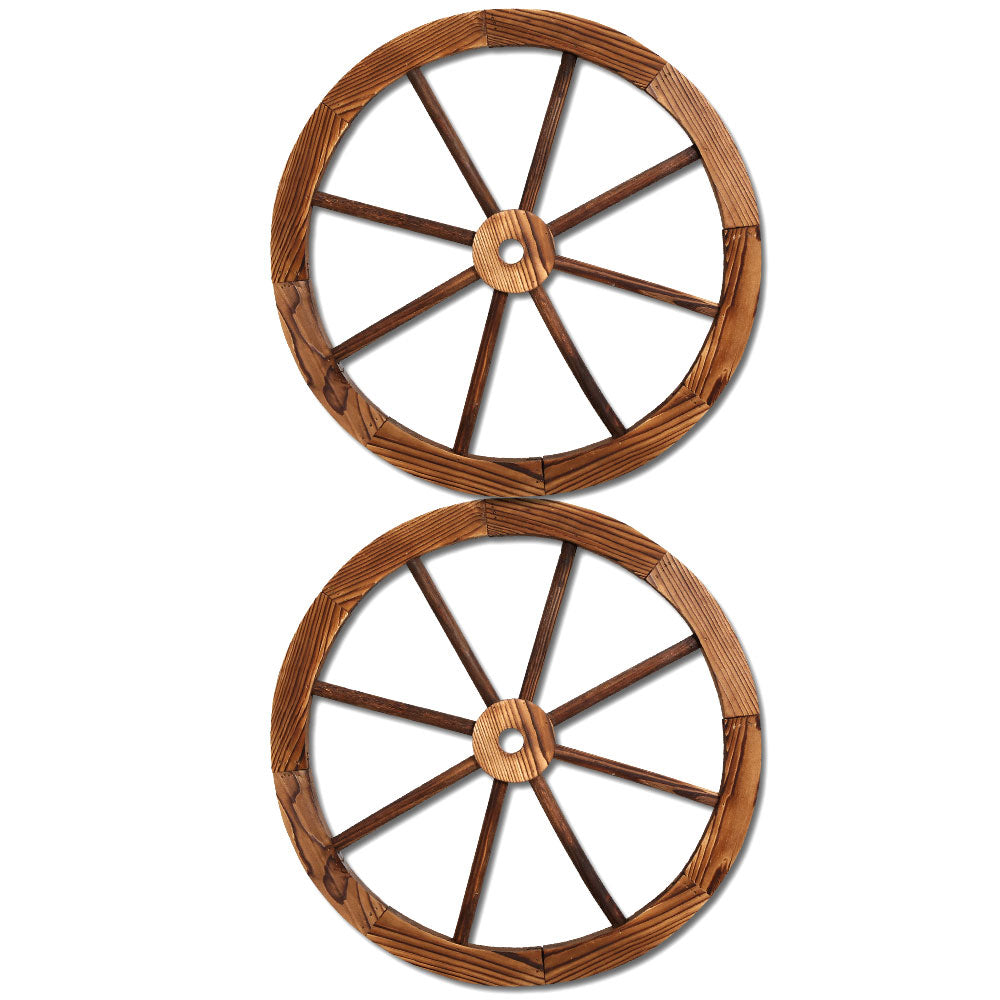 Wooden Wagon Wheel - Garden Decor - 60CM X 2