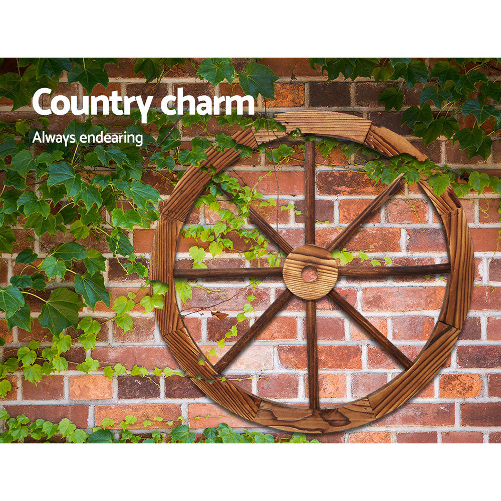 Wooden Wagon Wheel - Garden Decor - 60CM X 2