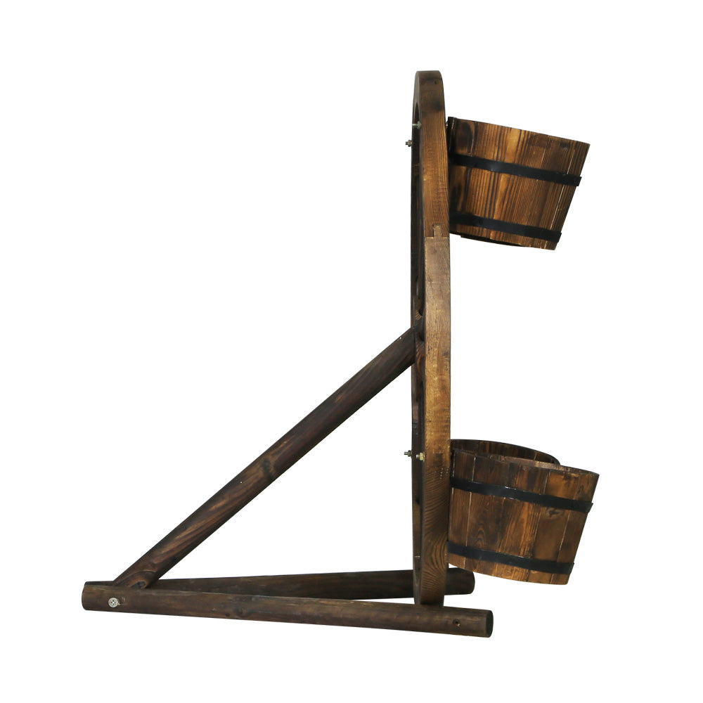Wooden Wagon Wheel - Garden Decor Plant Stand