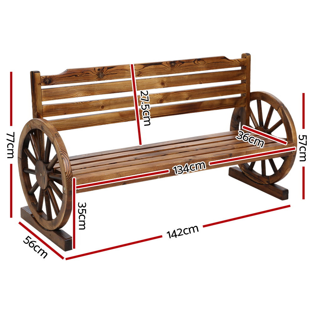 Wooden Wagon Bench - 3 Seater