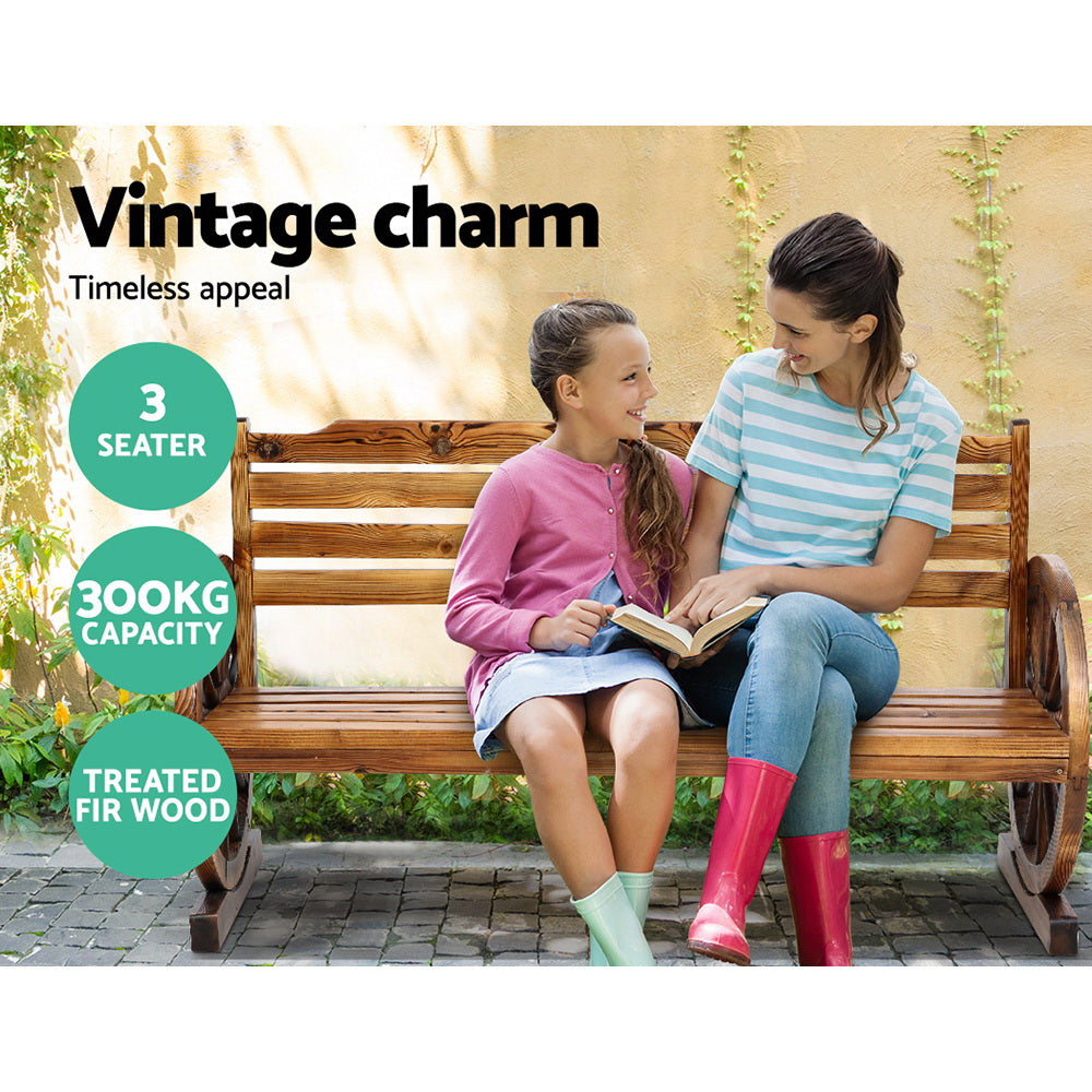 Wooden Wagon Bench - 3 Seater