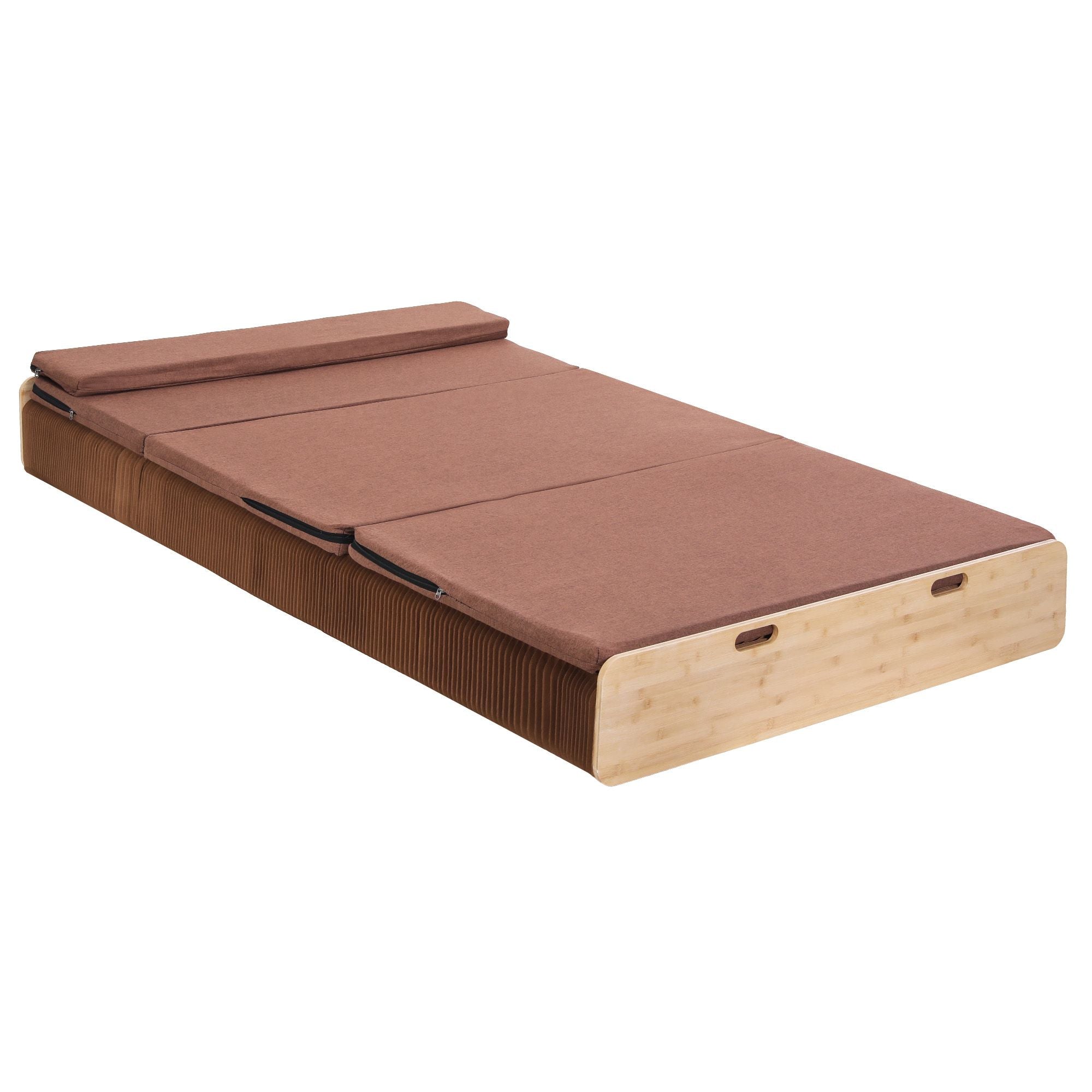 Folding Kraft Paper Double Bed Frame with Mattress and Pillow
