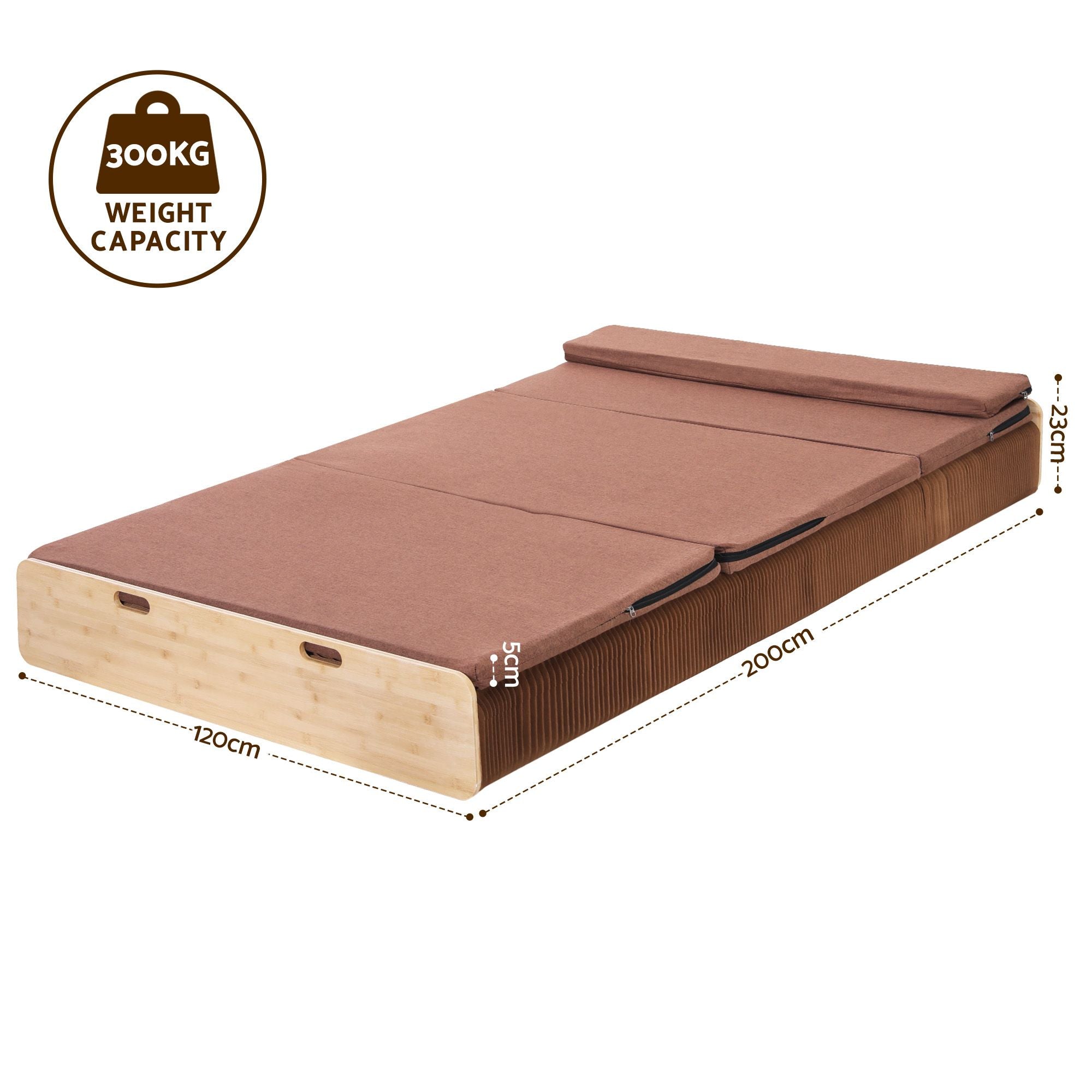Folding Kraft Paper Double Bed Frame with Mattress and Pillow