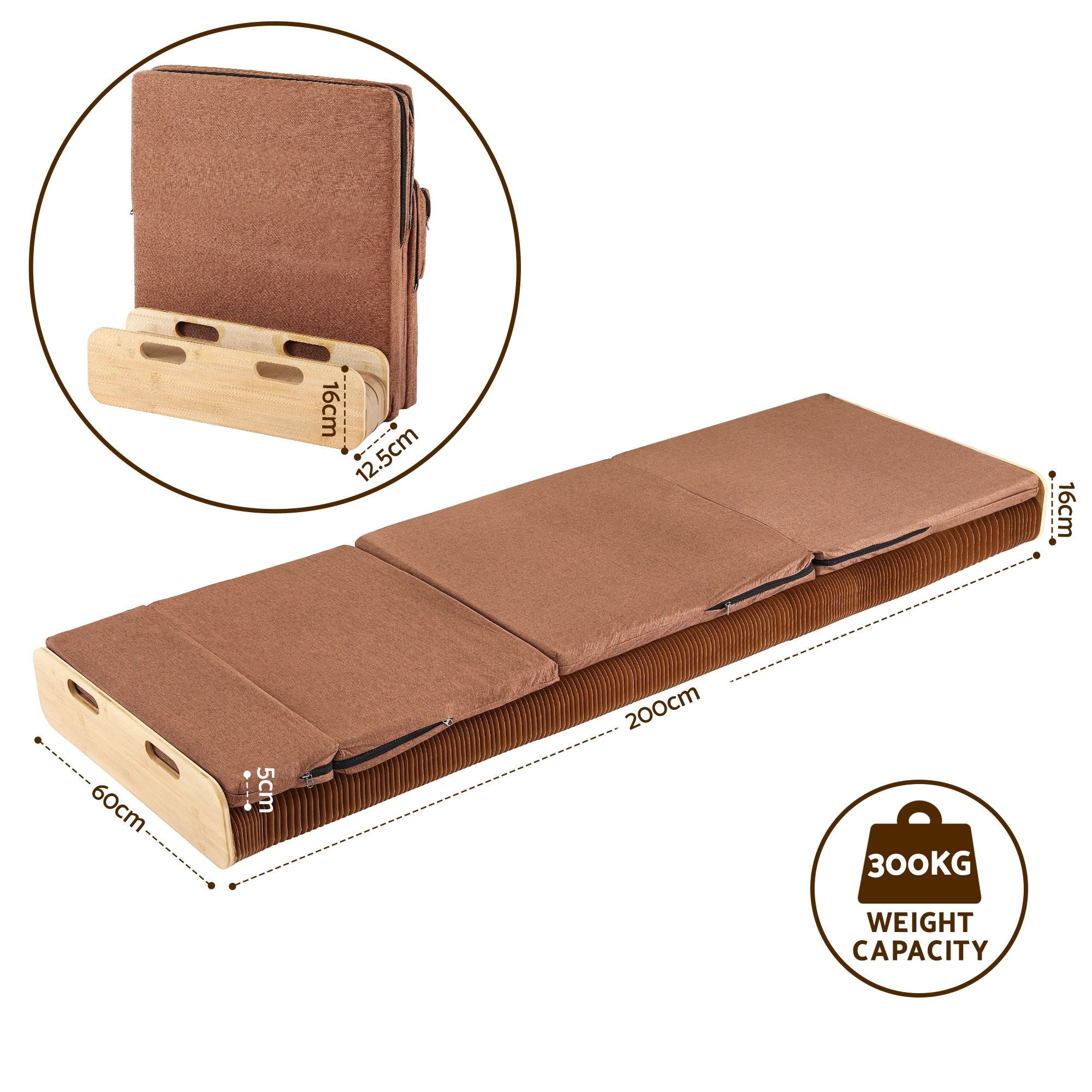 Folding Kraft Paper Single Bed Frame with Mattress and Pillow
