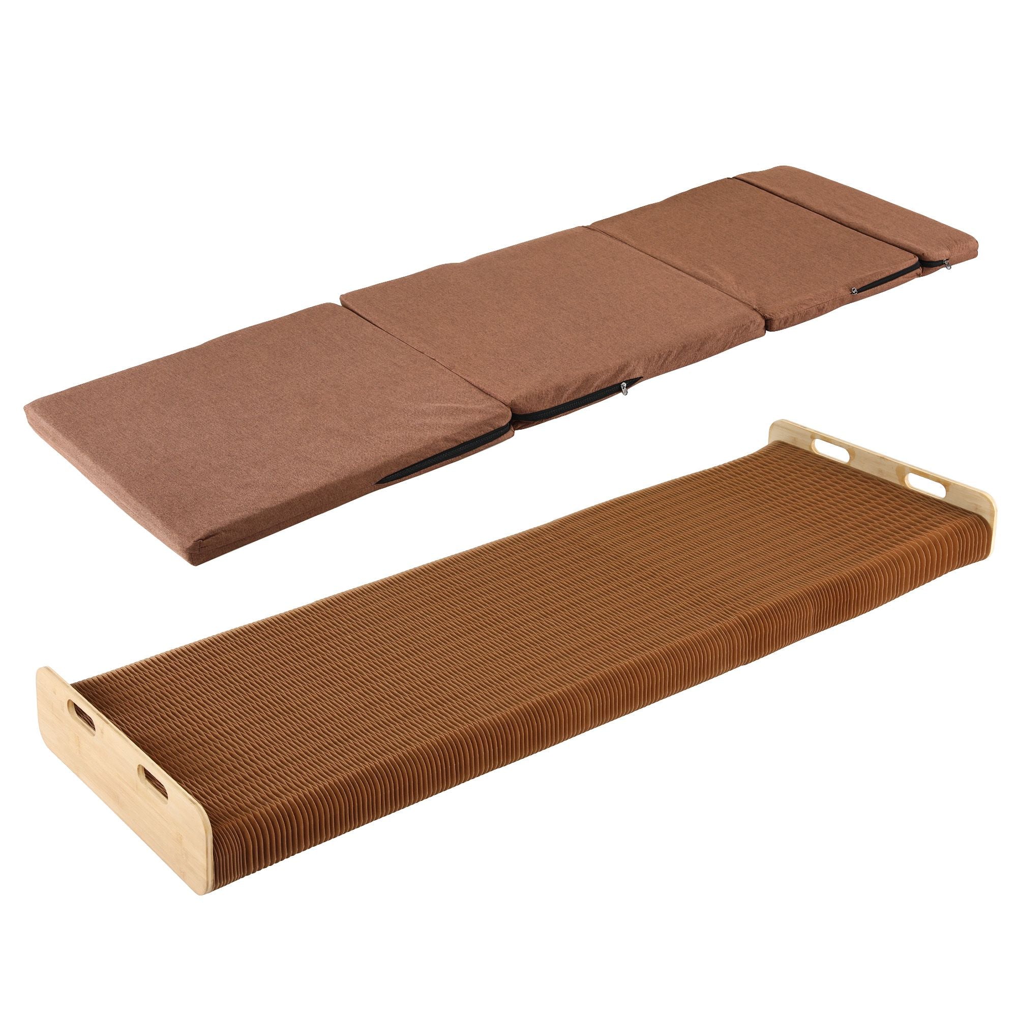 Folding Kraft Paper Single Bed Frame with Mattress and Pillow