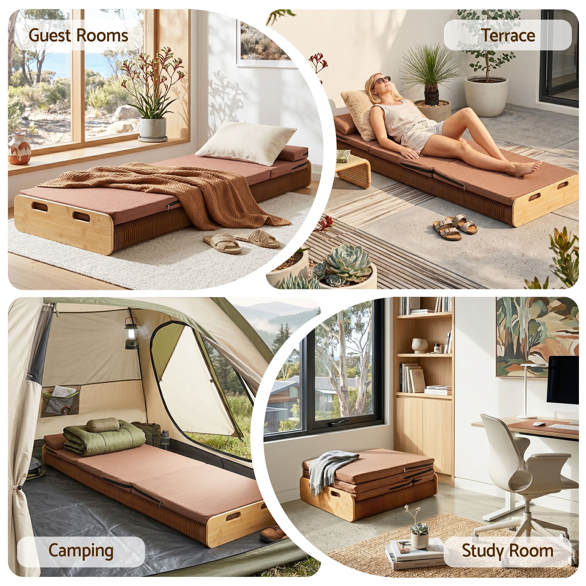 Folding Kraft Paper Single Bed Frame with Mattress and Pillow