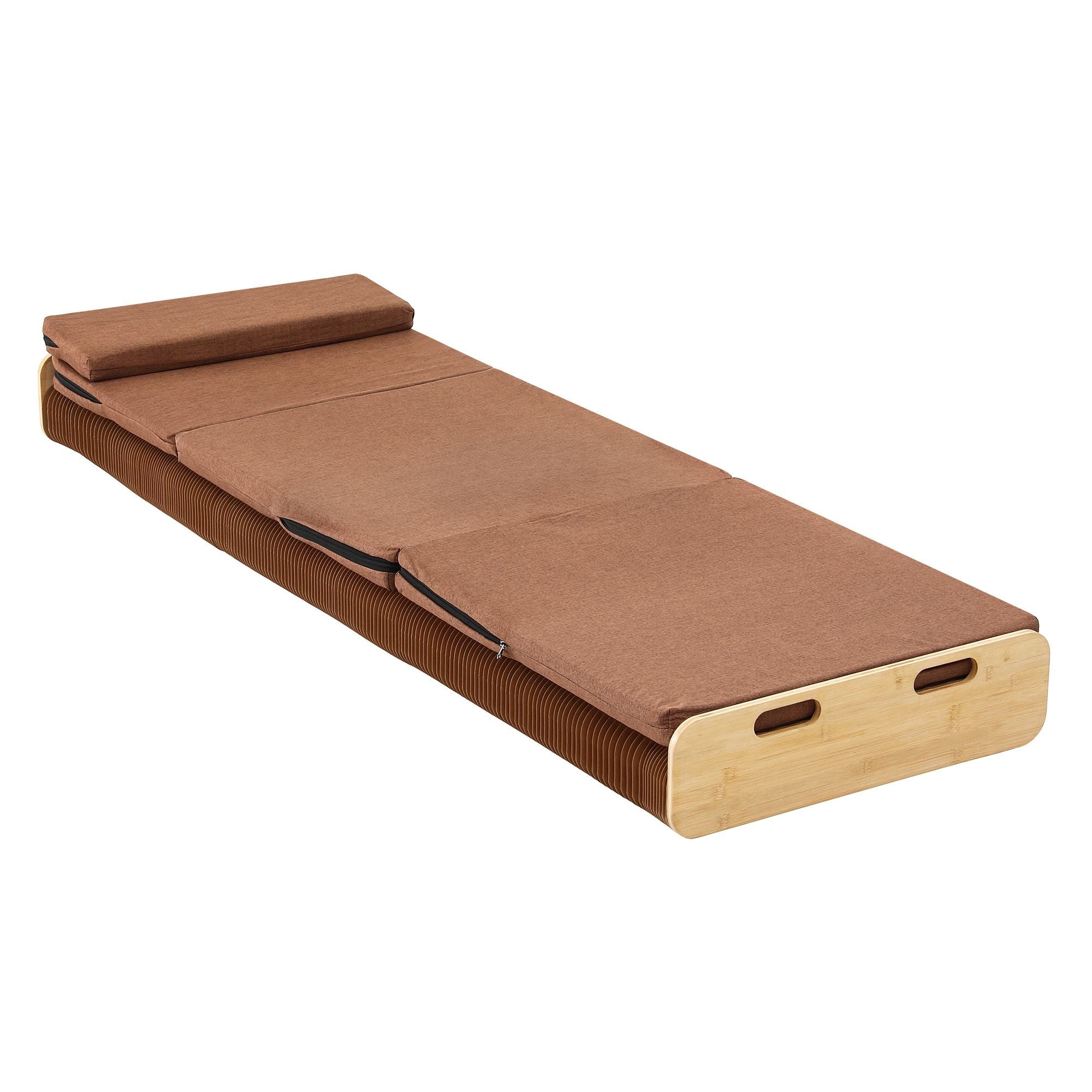 Folding Kraft Paper Single Bed Frame with Mattress and Pillow