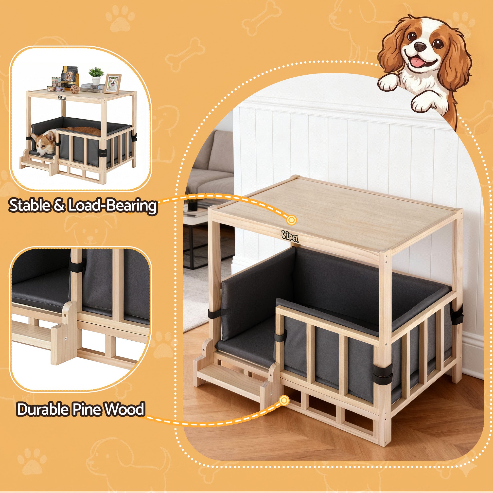 Pet Kennel Crate - Pine Wood
