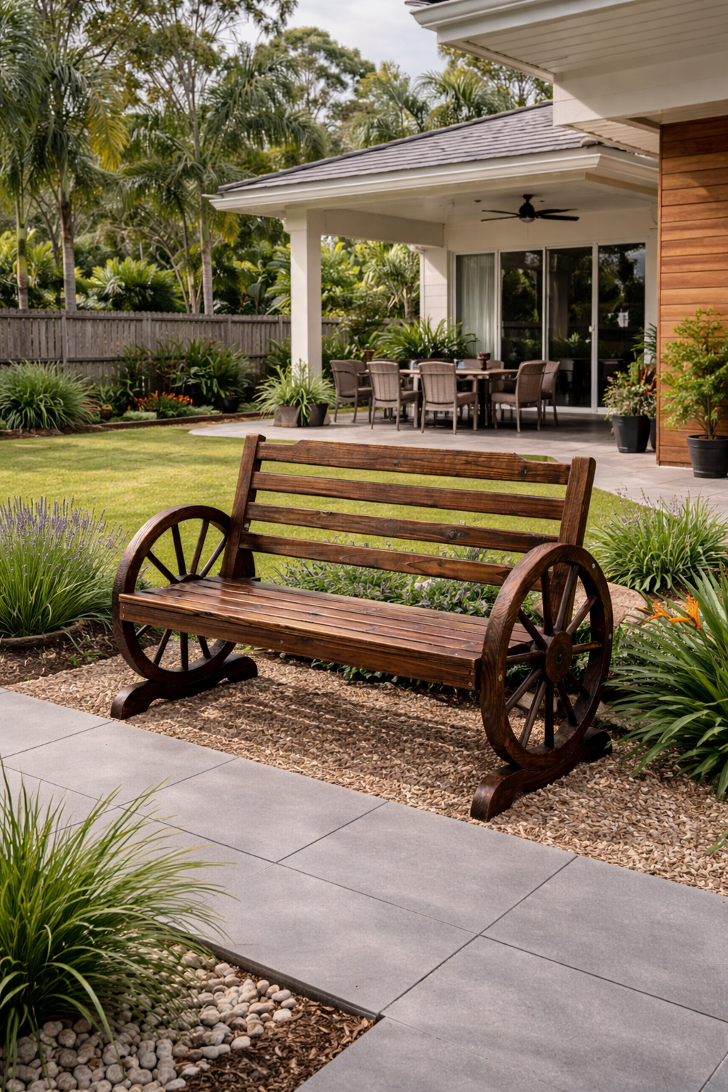 Wooden Wagon Bench - 2 Seater