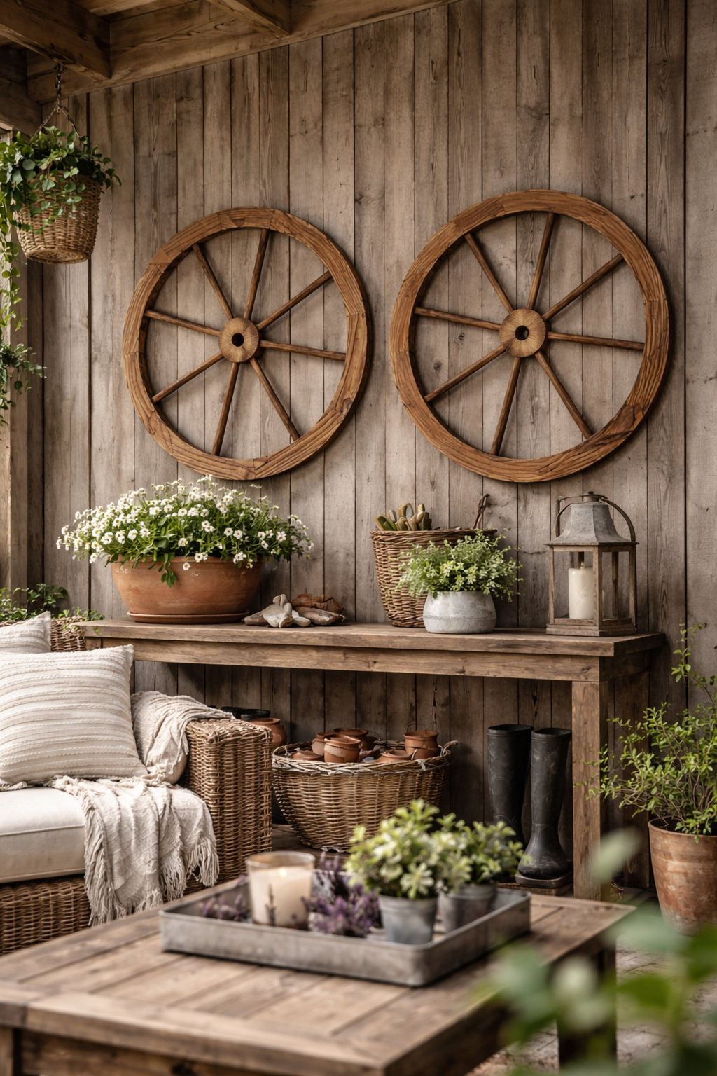 Wooden Wagon Wheel - Garden Decor - 60CM X 2