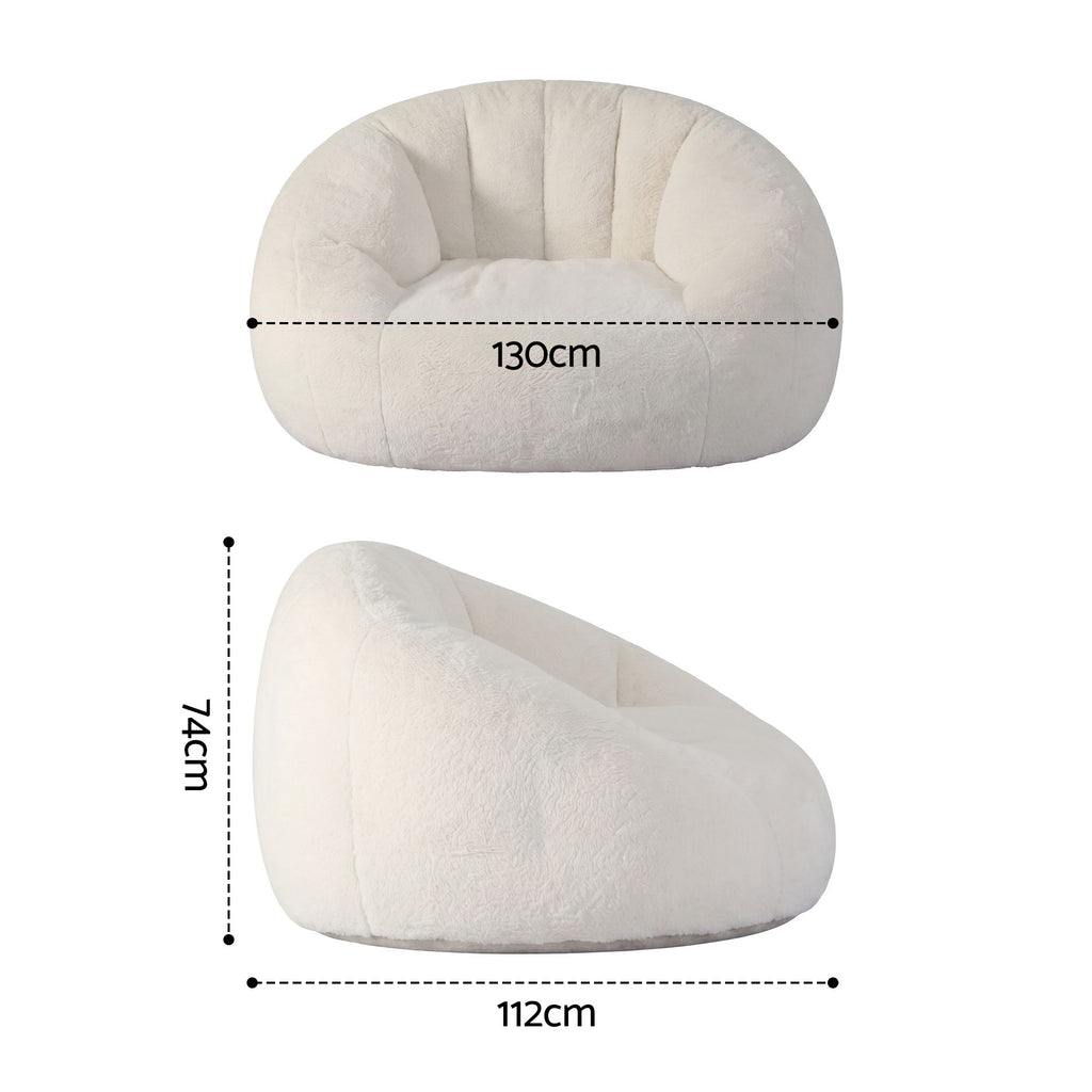 Single Small Boneless Couch - Faux Fur White