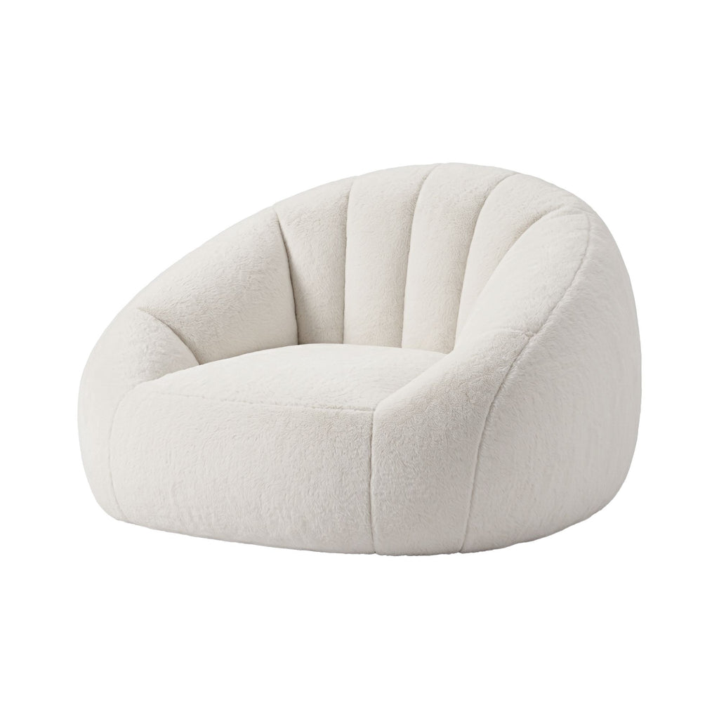 Single Small Boneless Couch - Faux Fur White
