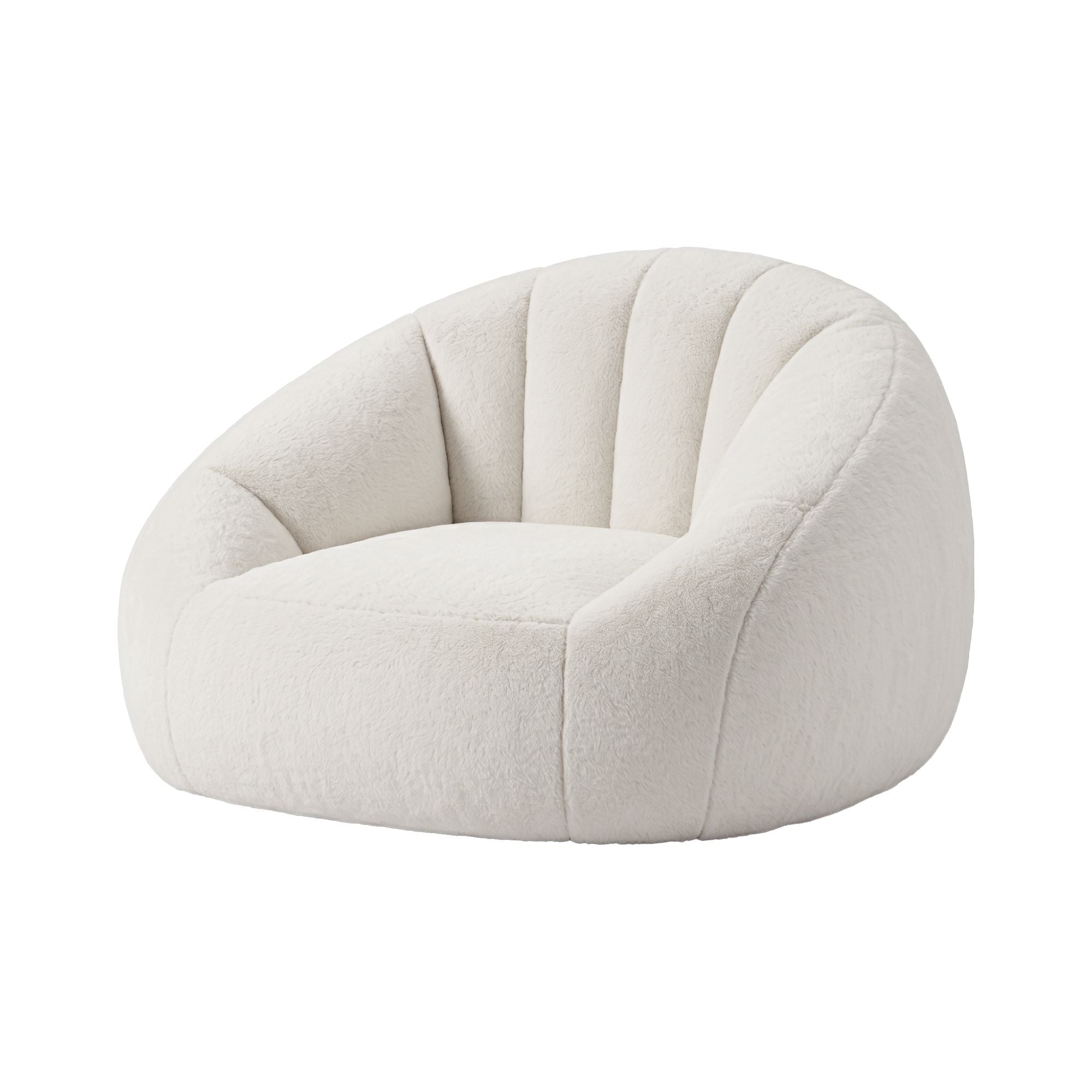 Single Small Boneless Couch - Faux Fur White