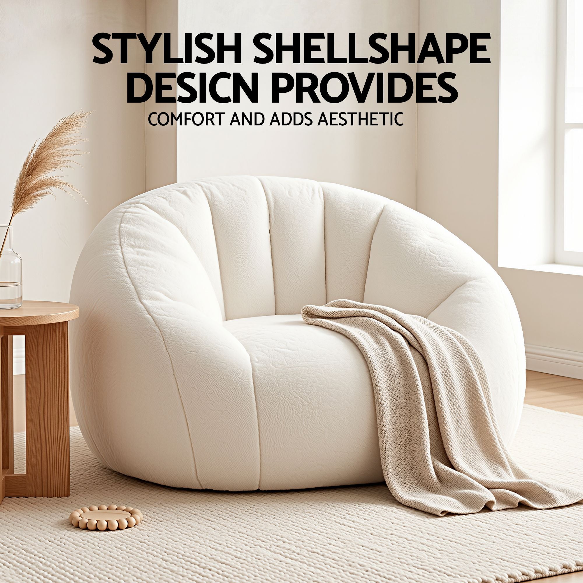 Single Small Boneless Couch - Faux Fur White