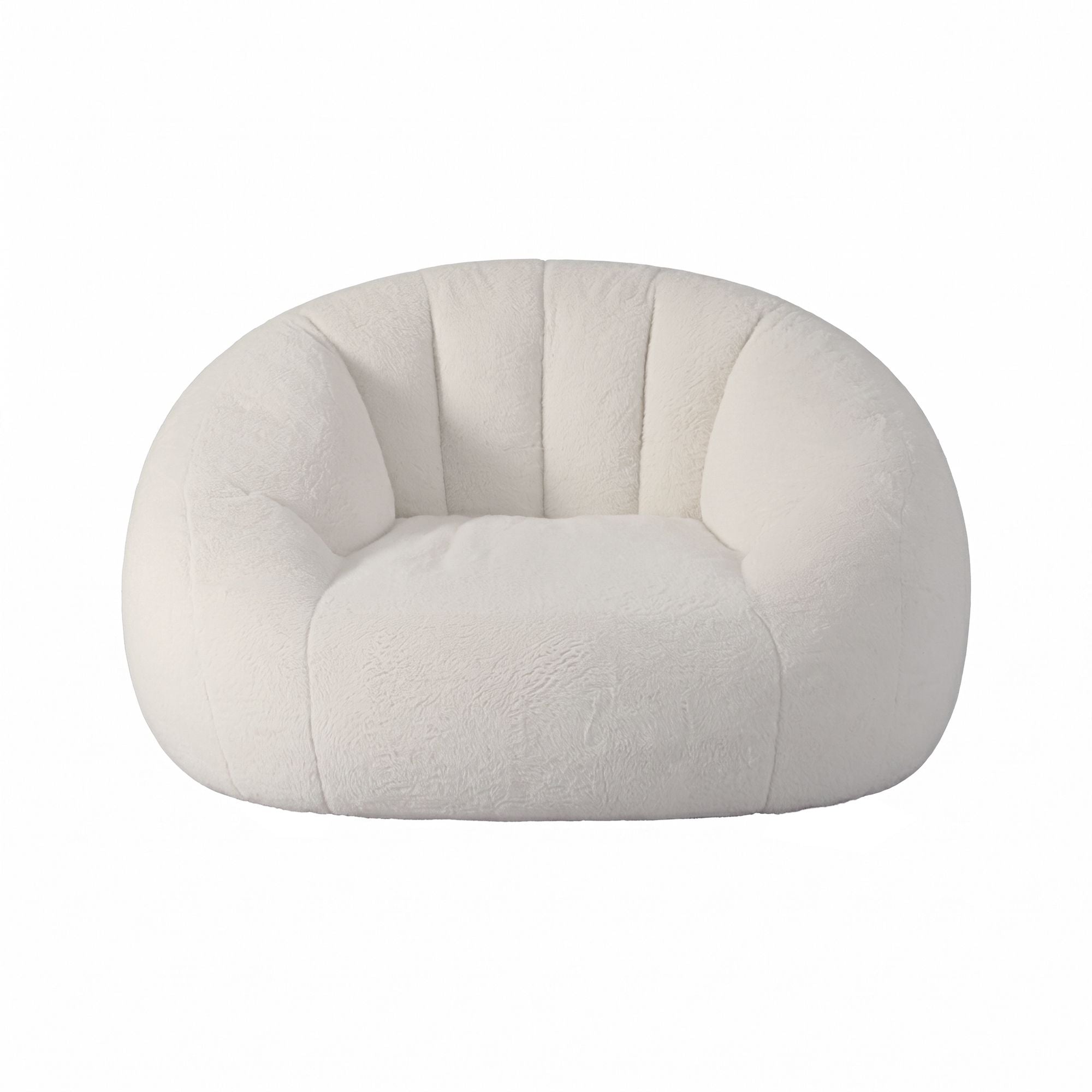 Single Small Boneless Couch - Faux Fur White