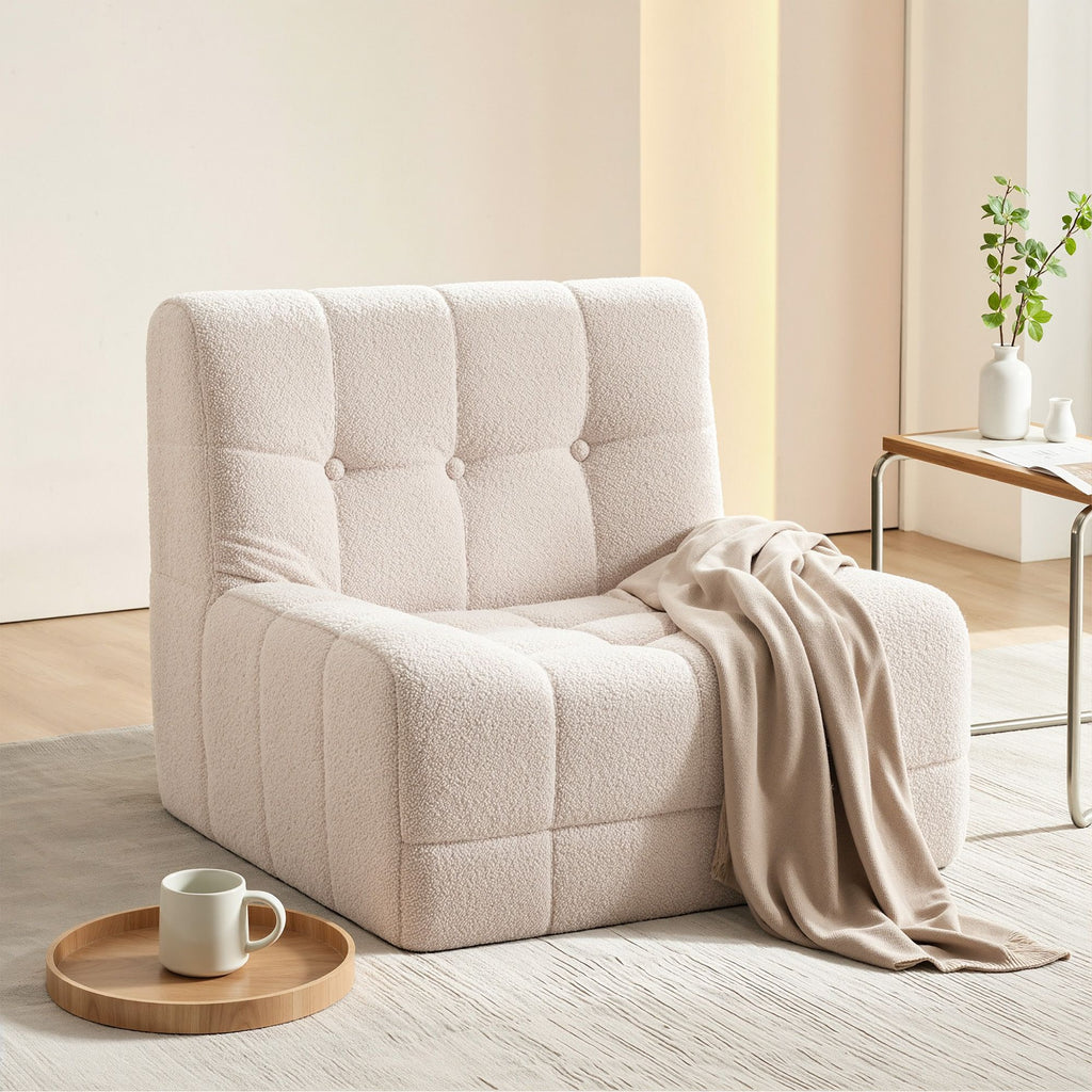 Single Small Boneless Couch - White