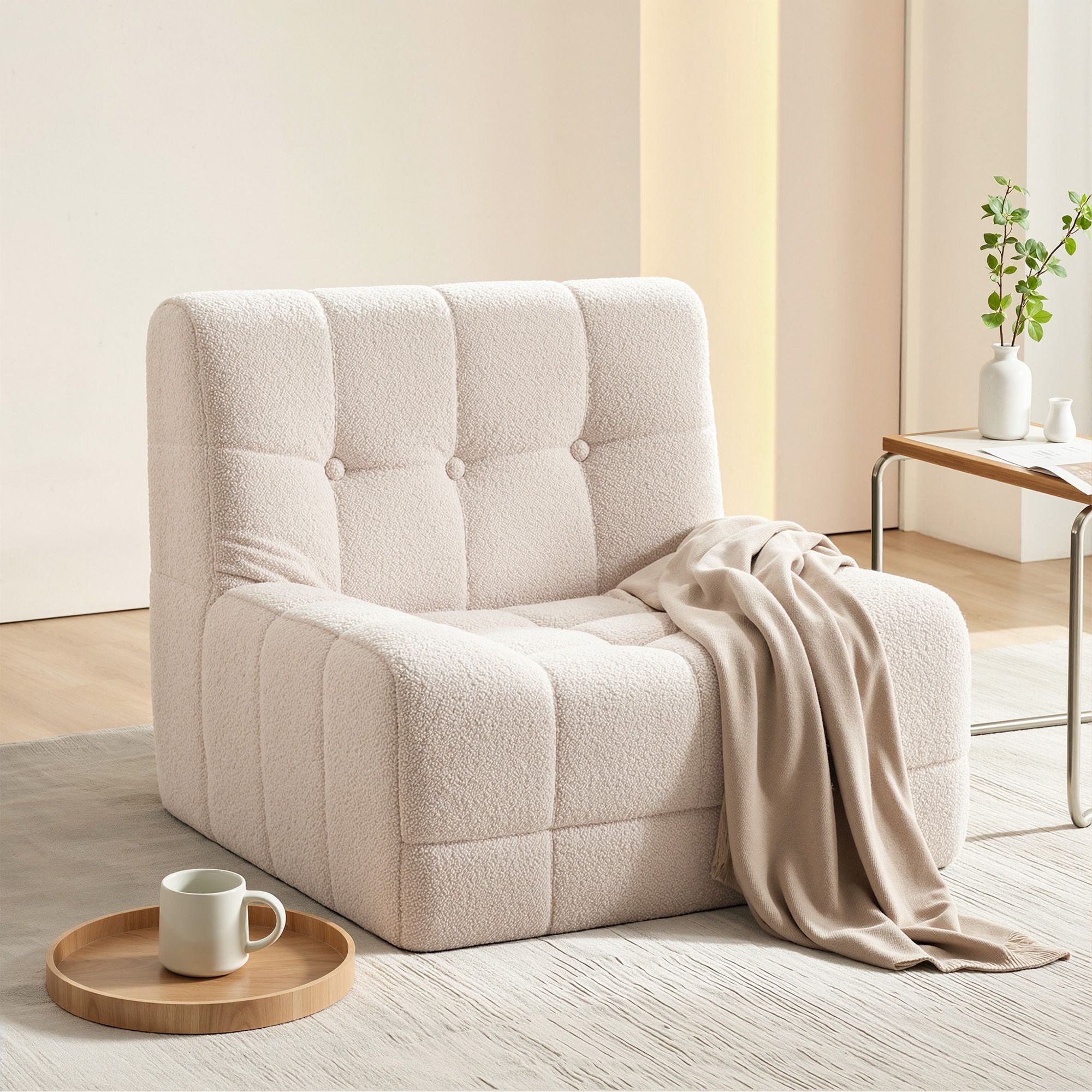Single Small Boneless Couch - White