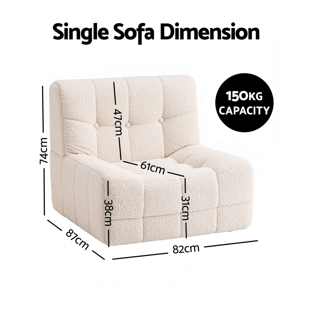 Single Small Boneless Couch - White