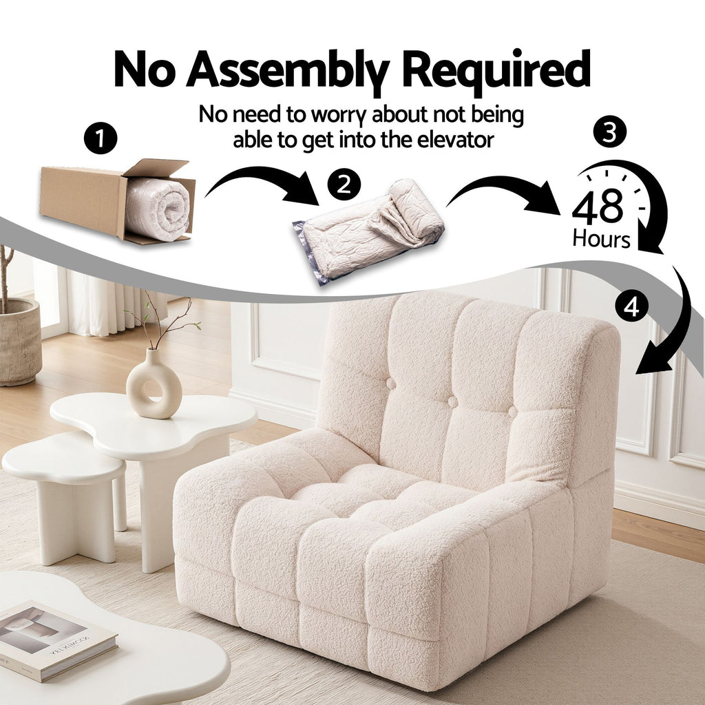 Single Small Boneless Couch - White