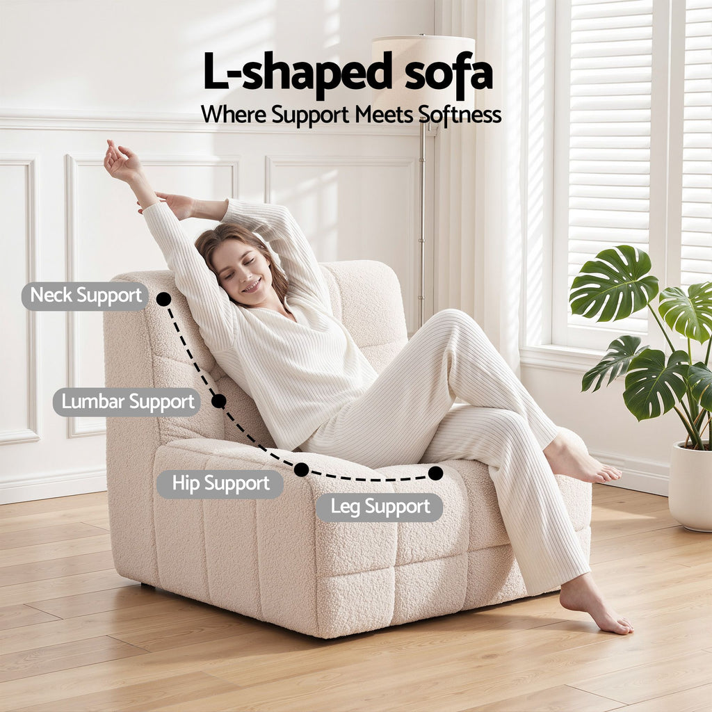 Single Small Boneless Couch - White