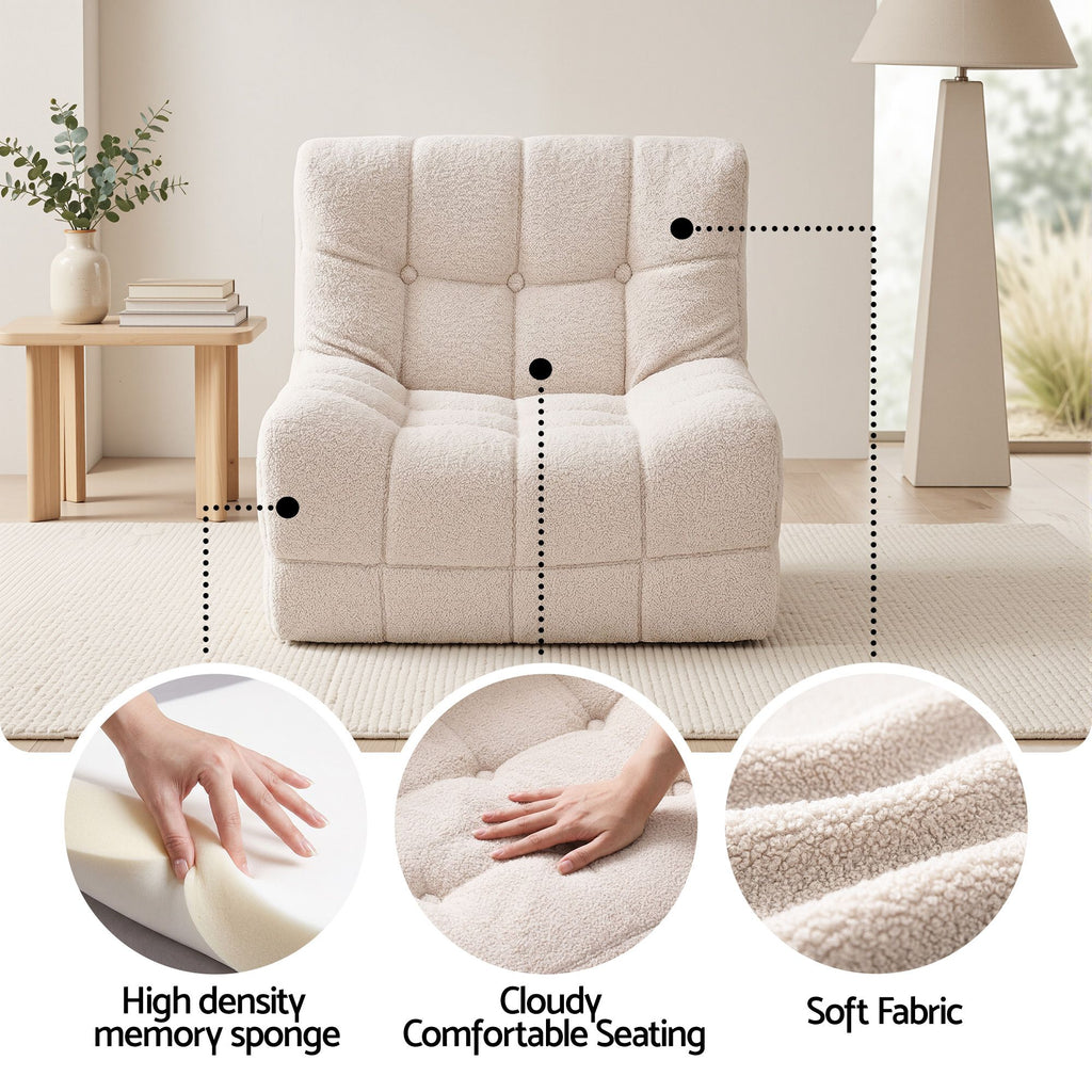 Single Small Boneless Couch - White