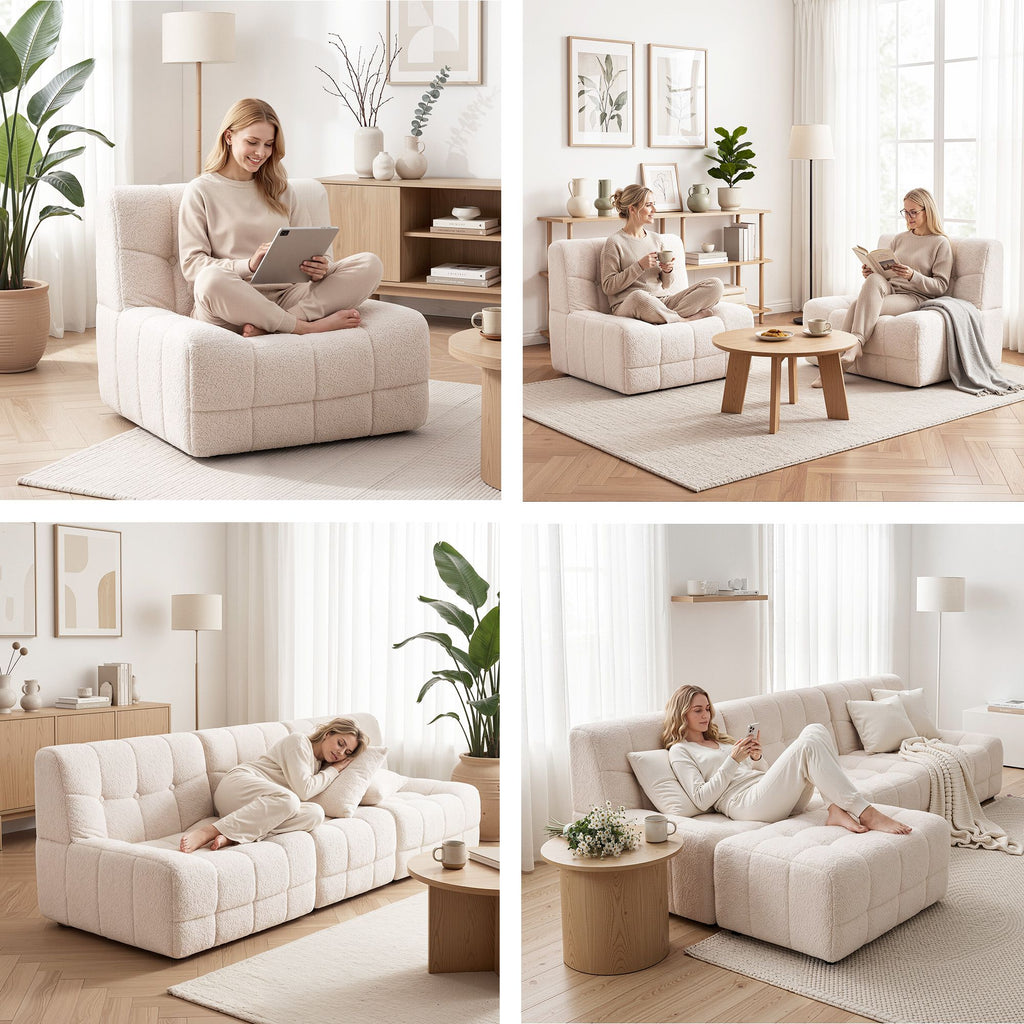 Single Small Boneless Couch - White