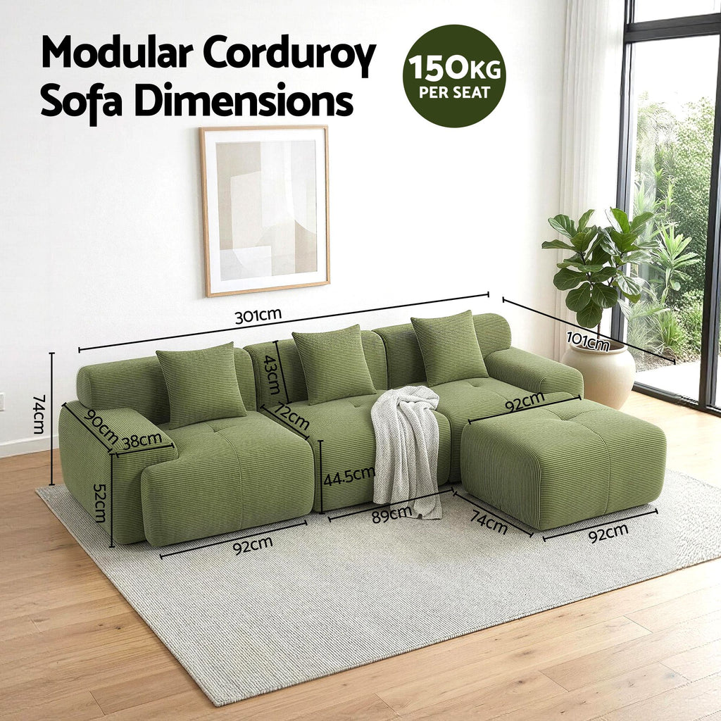 Modular Sofa Bed - L-Shaped - Green