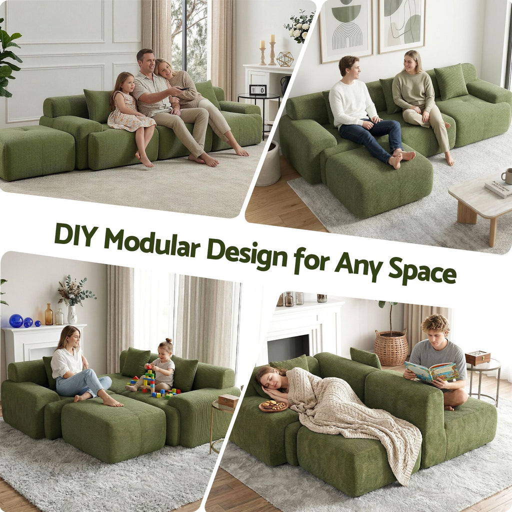 Modular Sofa Bed - L-Shaped - Green