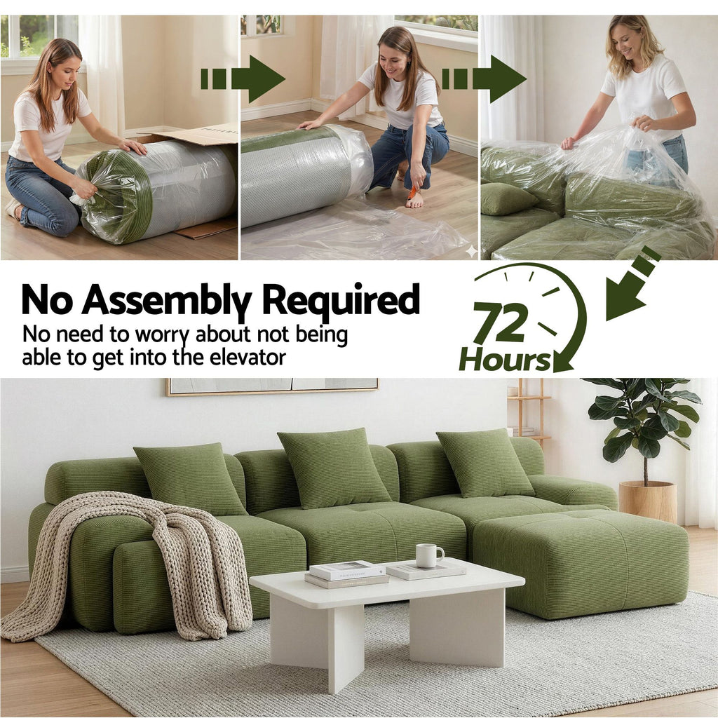 Modular Sofa Bed - L-Shaped - Green