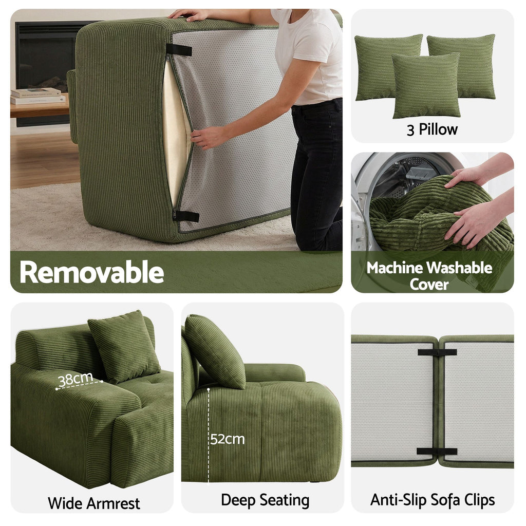 Modular Sofa Bed - L-Shaped - Green