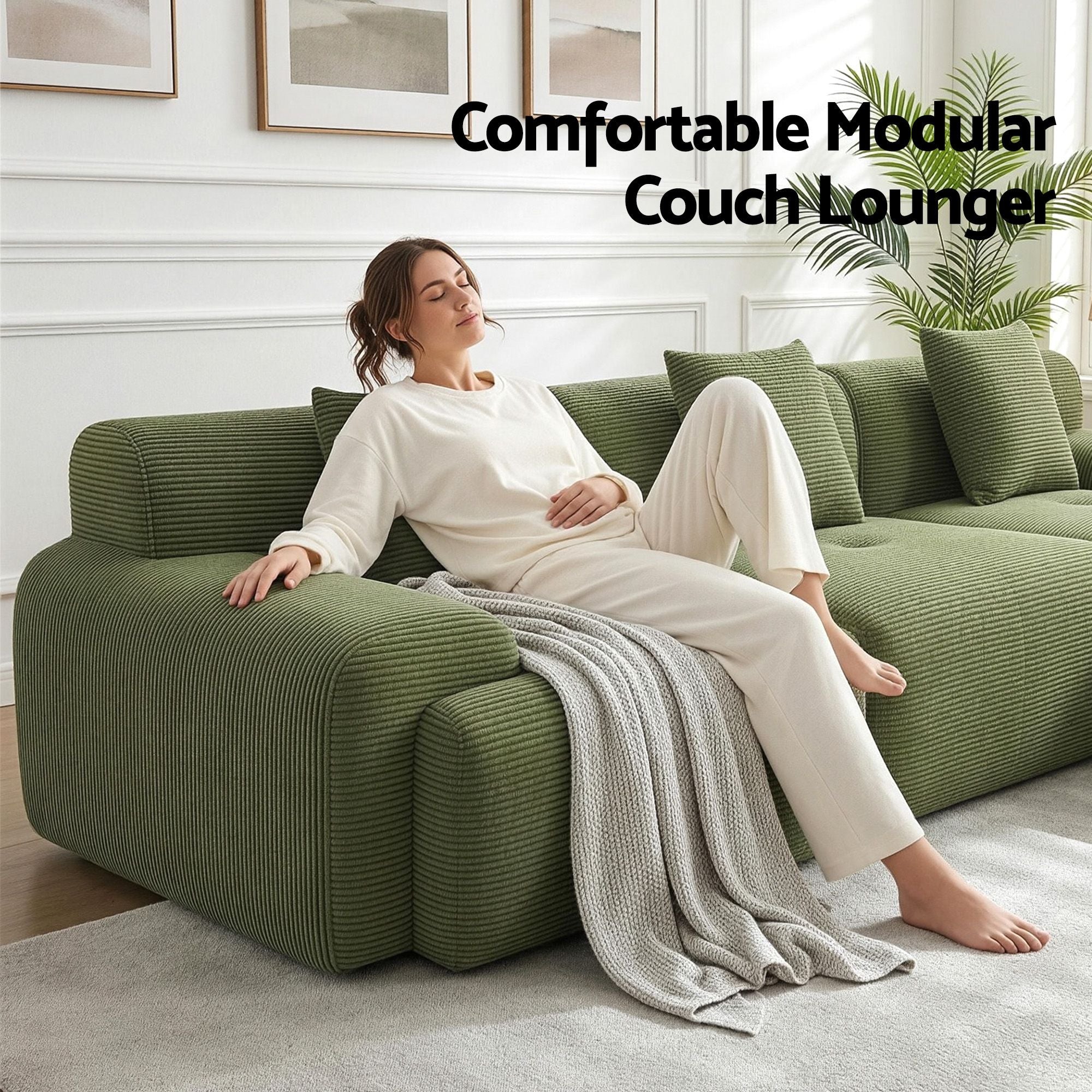 Modular Sofa Bed - L-Shaped - Green