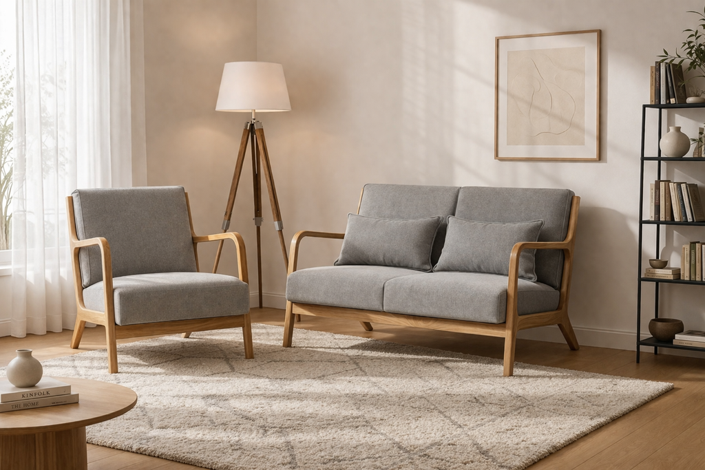 2 Seater Armchair Lounge Sofa - Grey